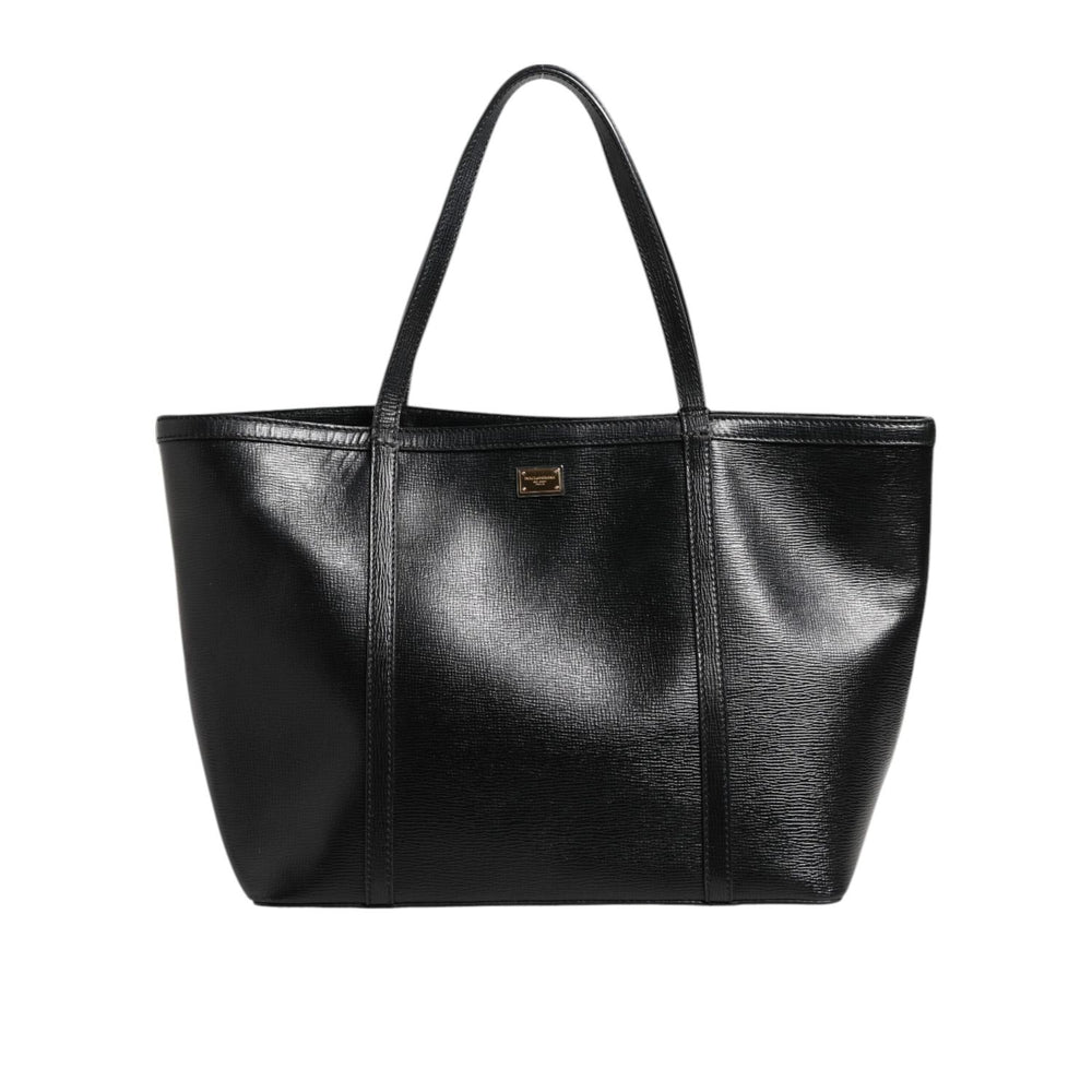 Dolce & Gabbana Black Leather Miss Escape Shopping Tote Women Borse Bag BAG4735