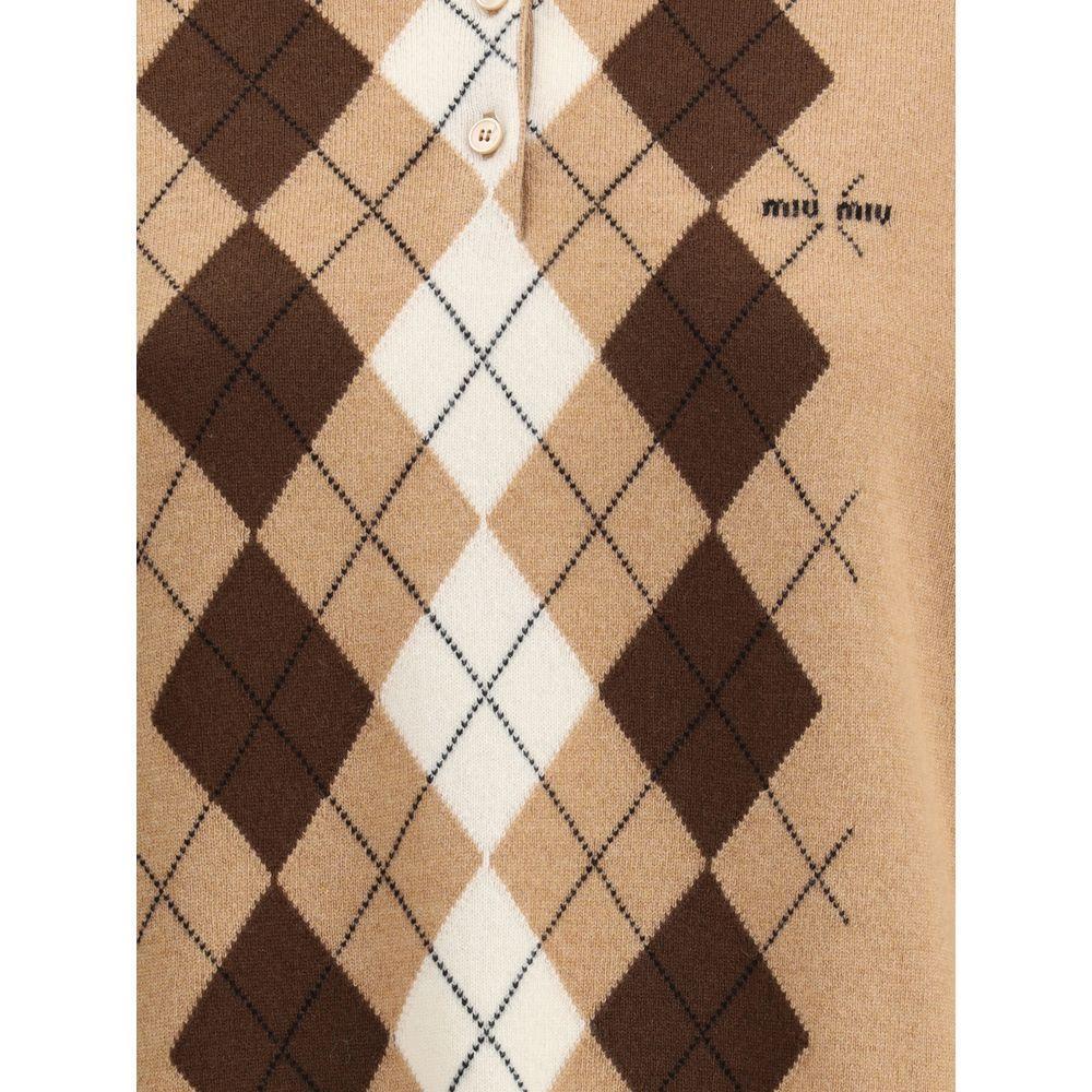 Miu Miu Diamond pattern polo Sweater MI-MMLB65SOOO174BF0040-IT40 | M
