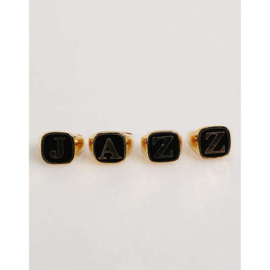 Dolce & Gabbana Gold Tone Brass JAZZ Letter Set 4 Pieces Adjustable Ring