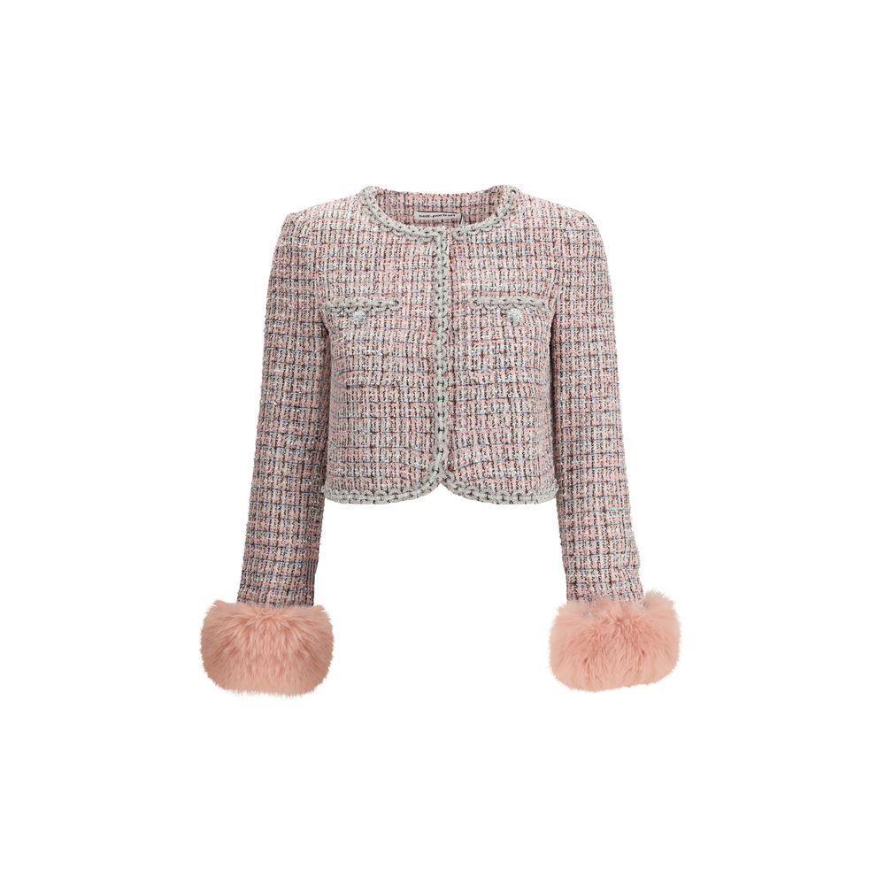 Self-Portrait Bouclé fur cuffed Jacket SE-AW25098JPPINK-10
