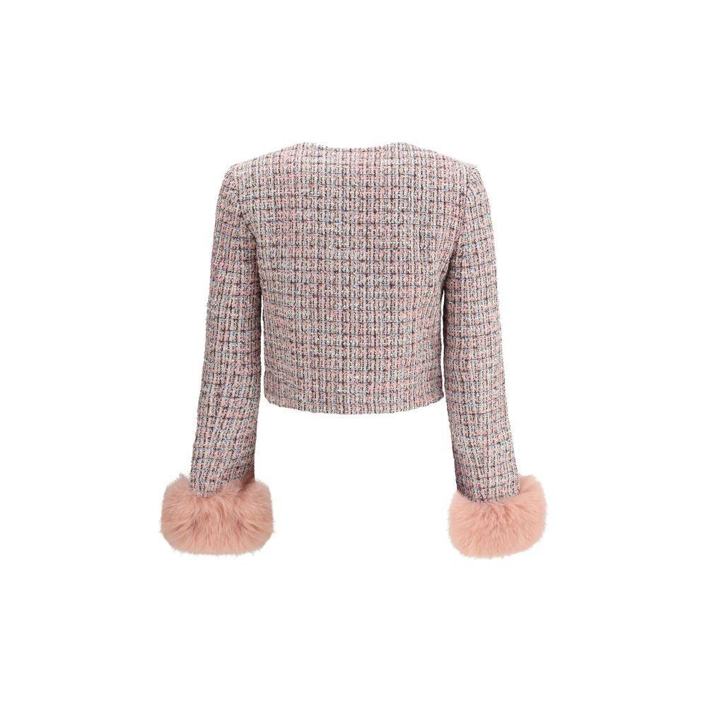 Self-Portrait Bouclé fur cuffed Jacket SE-AW25098JPPINK-10