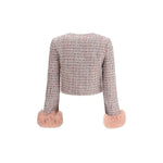 Self-Portrait Bouclé fur cuffed Jacket SE-AW25098JPPINK-10