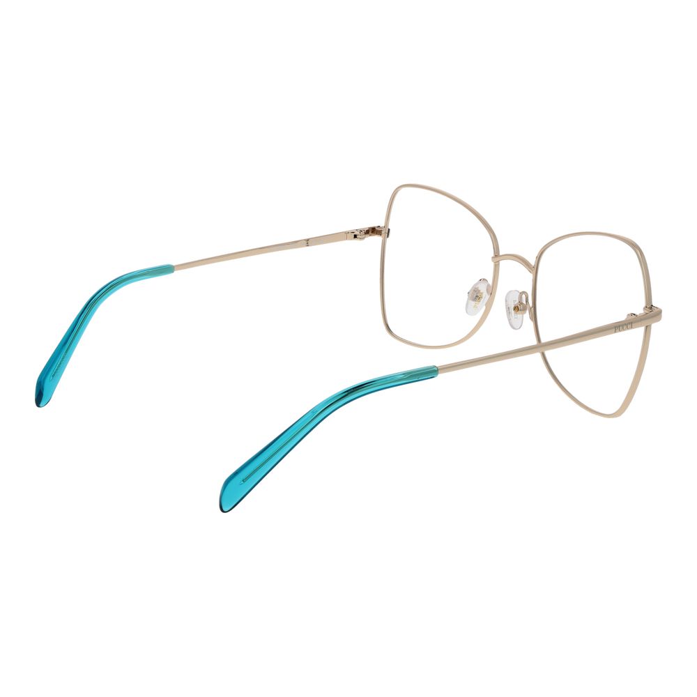 Emilio Pucci Black Women Glasses Frame, metal butterfly full-rim with demo plastic lenses, size 54-18-140, stylish eyewear.