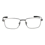 Nike Black Men Glasses Frame, full-rim titanium rectangle style, main color black with grey frame, demo plastic lenses, size 53-17-145.