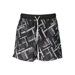 Karl Lagerfeld Black Polyester Swimwear featuring a stylish medium swimming boxer with logo and lace.