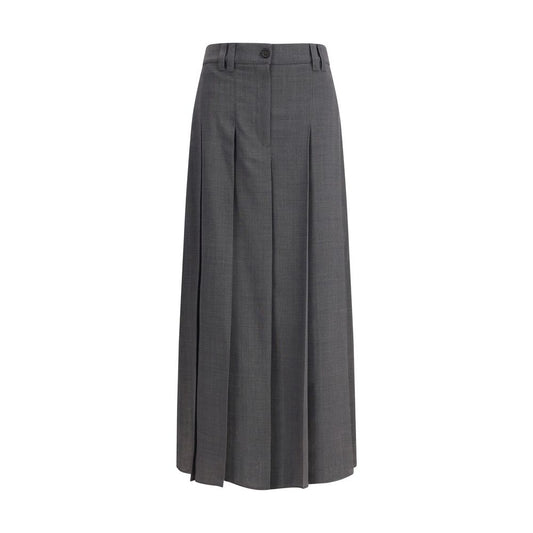 Brunello Cucinelli Gray Polyester Long Skirt