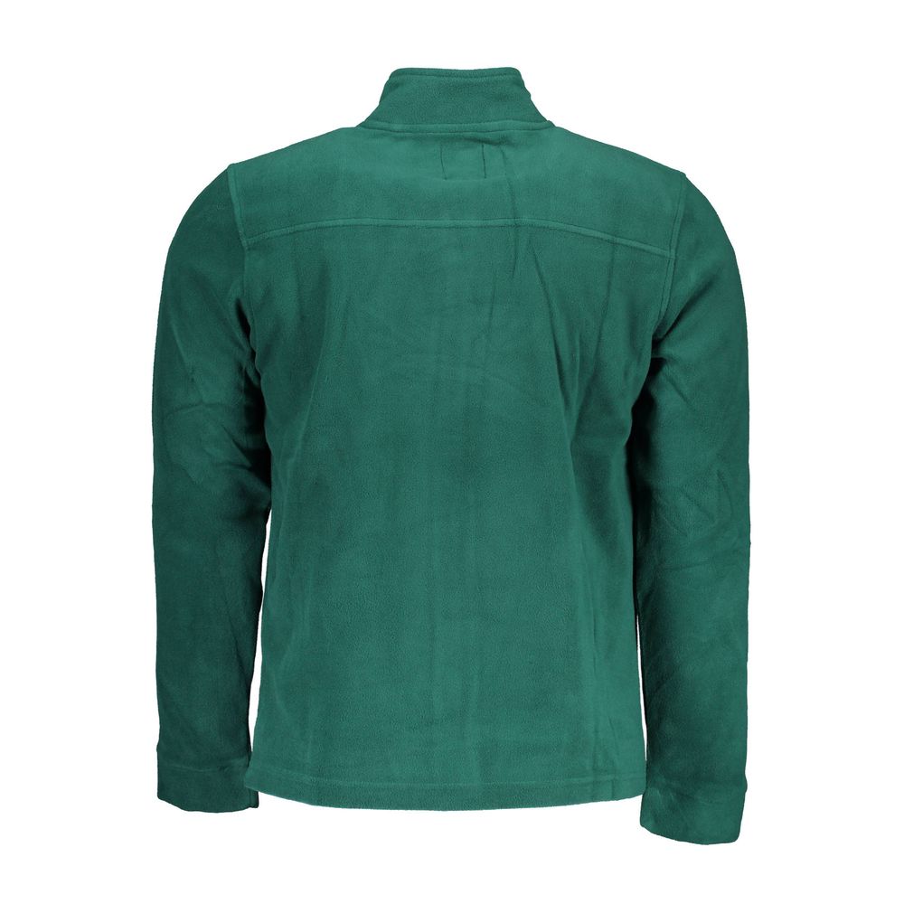 Gianmarco Venturi Green Polyester Sweatshirt with long sleeves, 2 pockets, zip, and embroidered logo, rear view.
