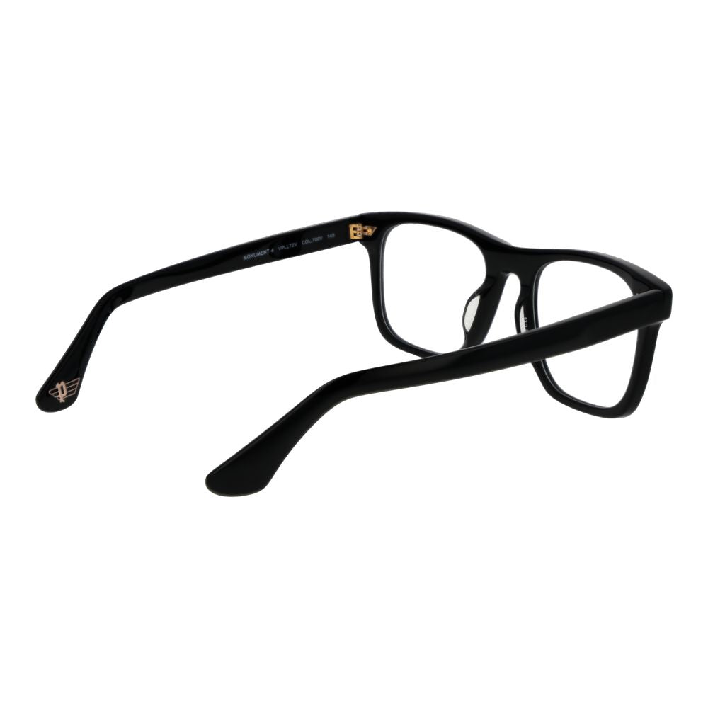 Police Black Cellulose Acetate Glasses (Frames) in full-rim black, 52-20-145 size, acetate material, demo lenses.