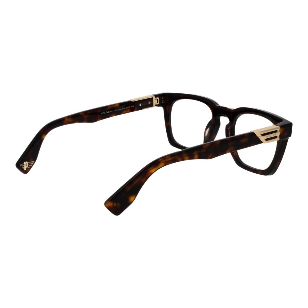 Side view of Police Brown Cellulose Acetate Glasses (Frames) showcasing square full-rim design with brown color.