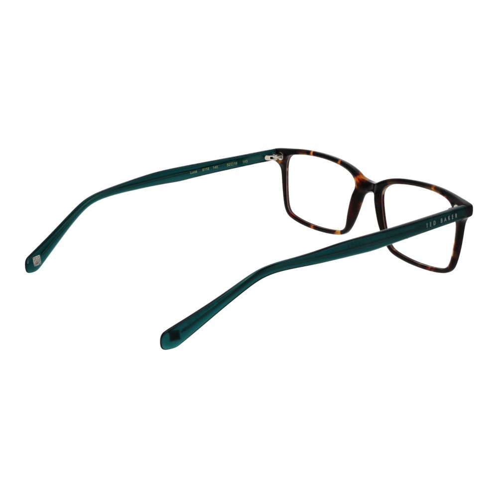 Ted Baker Brown Plastic Glasses (Frames) in full-rim rectangle with branded case, men's fashion eyewear.