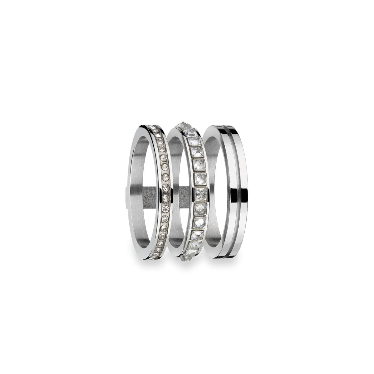AN JEWELS JEWELRY Mod. AR.R3NS01SC-7 silver ring set with crystal accents