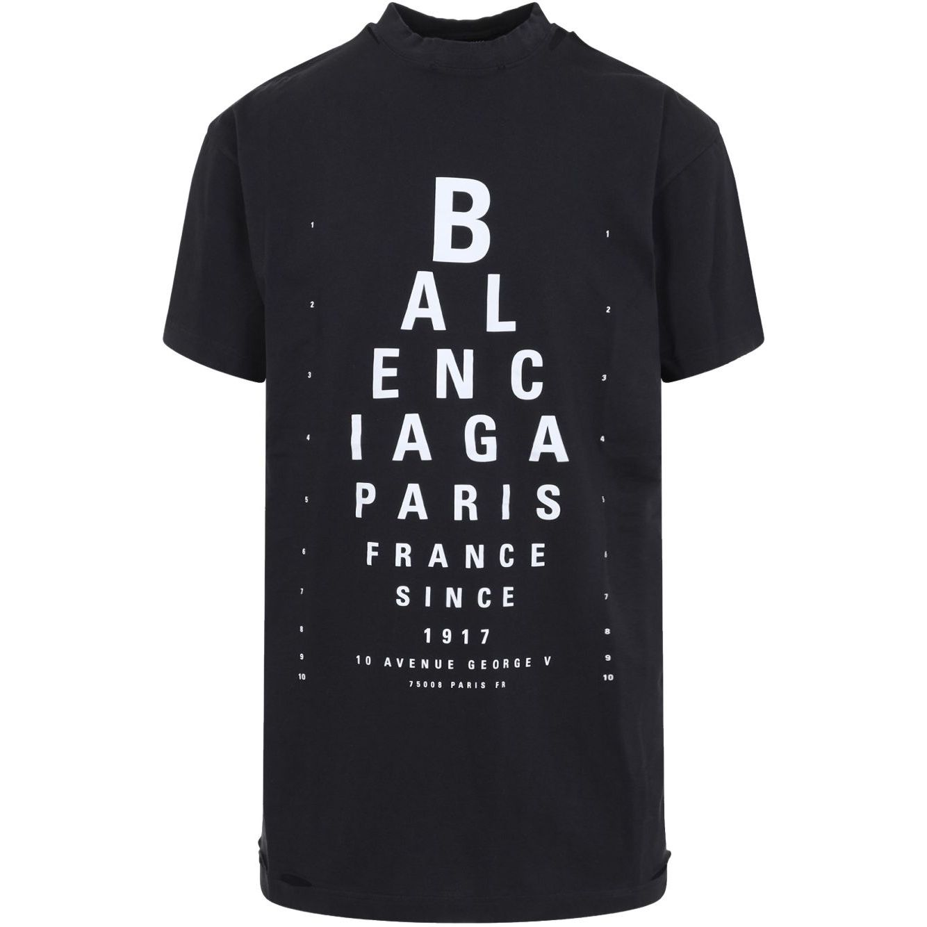 Balenciaga T-shirts and Polos Black - black mock neck t-shirt with print design, unisex, short sleeves, optical cotton