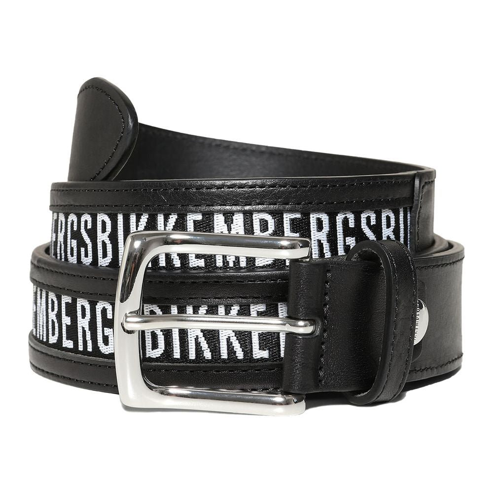 Bikkembergs Black Calfskin Men Belt BI-6636-110 CM / 44 INCHES