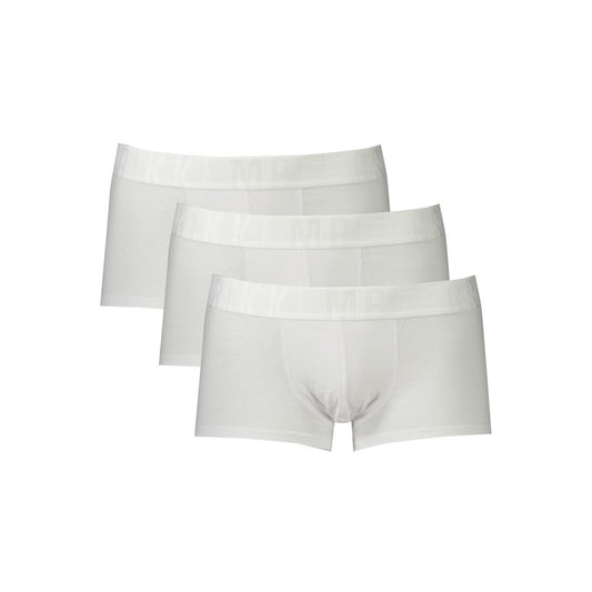 Bikkembergs White Polyester Men Boxer tri-pack with elastic waistband for comfort and style.