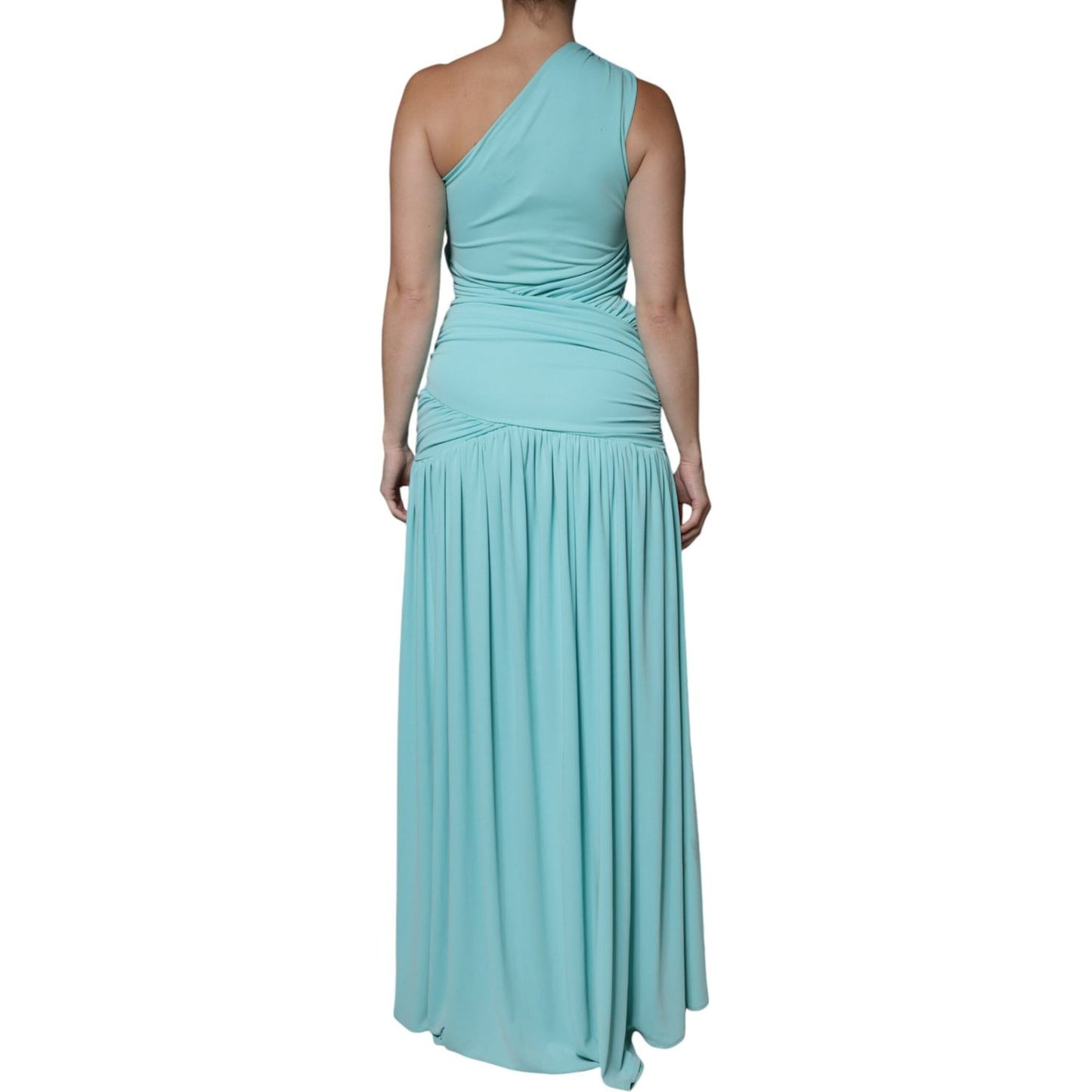 Christian Pellizzari Light Blue Jersey Long Drape One Shoulder Dress DR81489-40
