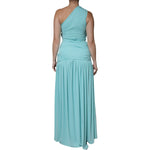 Christian Pellizzari Light Blue Jersey Long Drape One Shoulder Dress DR81489-40