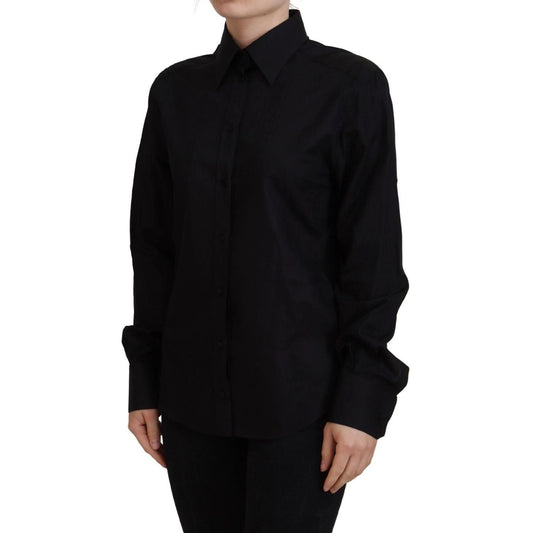 Dolce & Gabbana Black Cotton Collared Long Sleeves Shirt