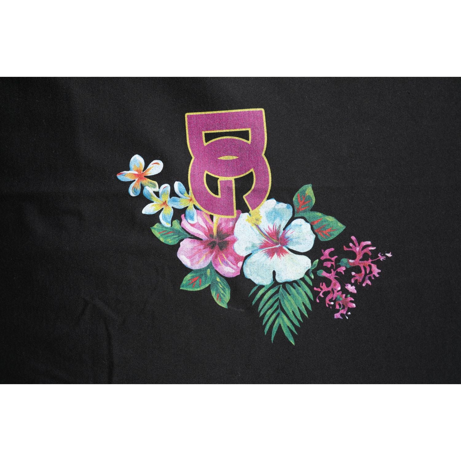 Dolce & Gabbana Black DG Floral Print Crew Neck T-shirt