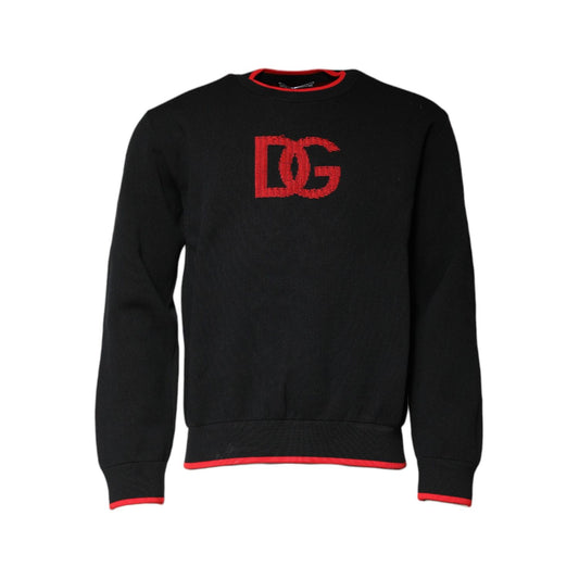 Dolce & Gabbana Black Nylon DGLogo Knit Men Pullover Sweater