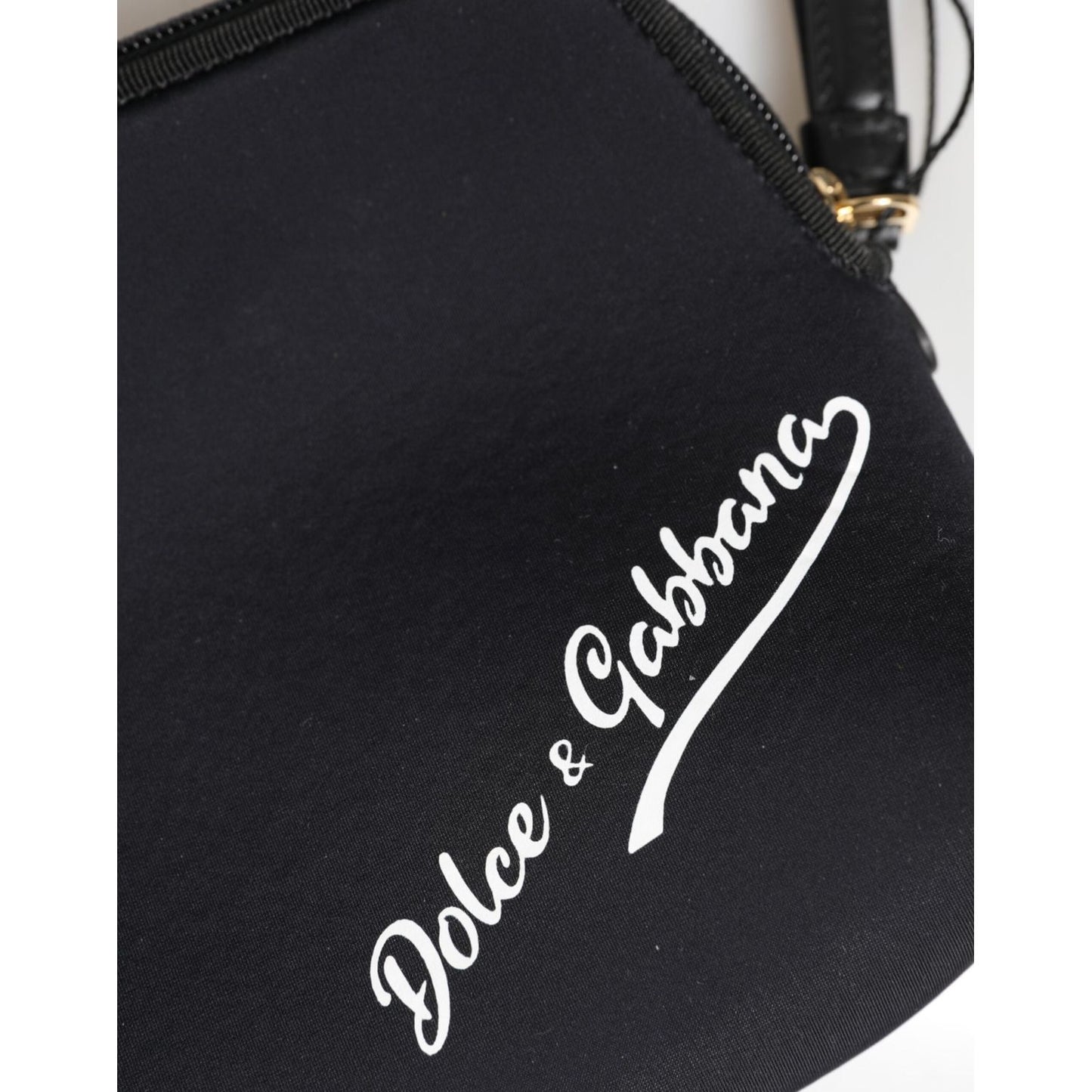 Dolce & Gabbana Black Solid Nylon DG LogoPrint Clutch Zip Borse Pouch Bag BAG4652