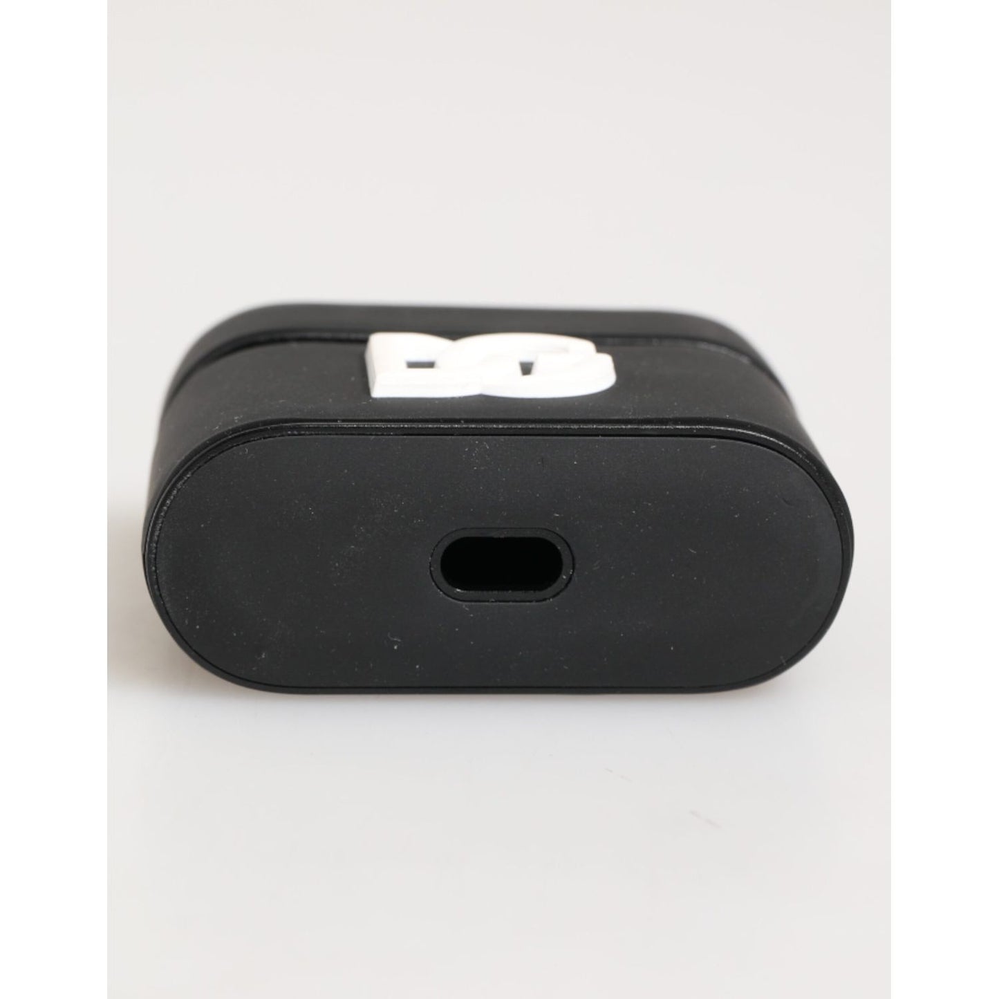 Dolce & Gabbana Black White Rubber Embossed Logo Accessory Airpods Case with DG logo and black and white design.