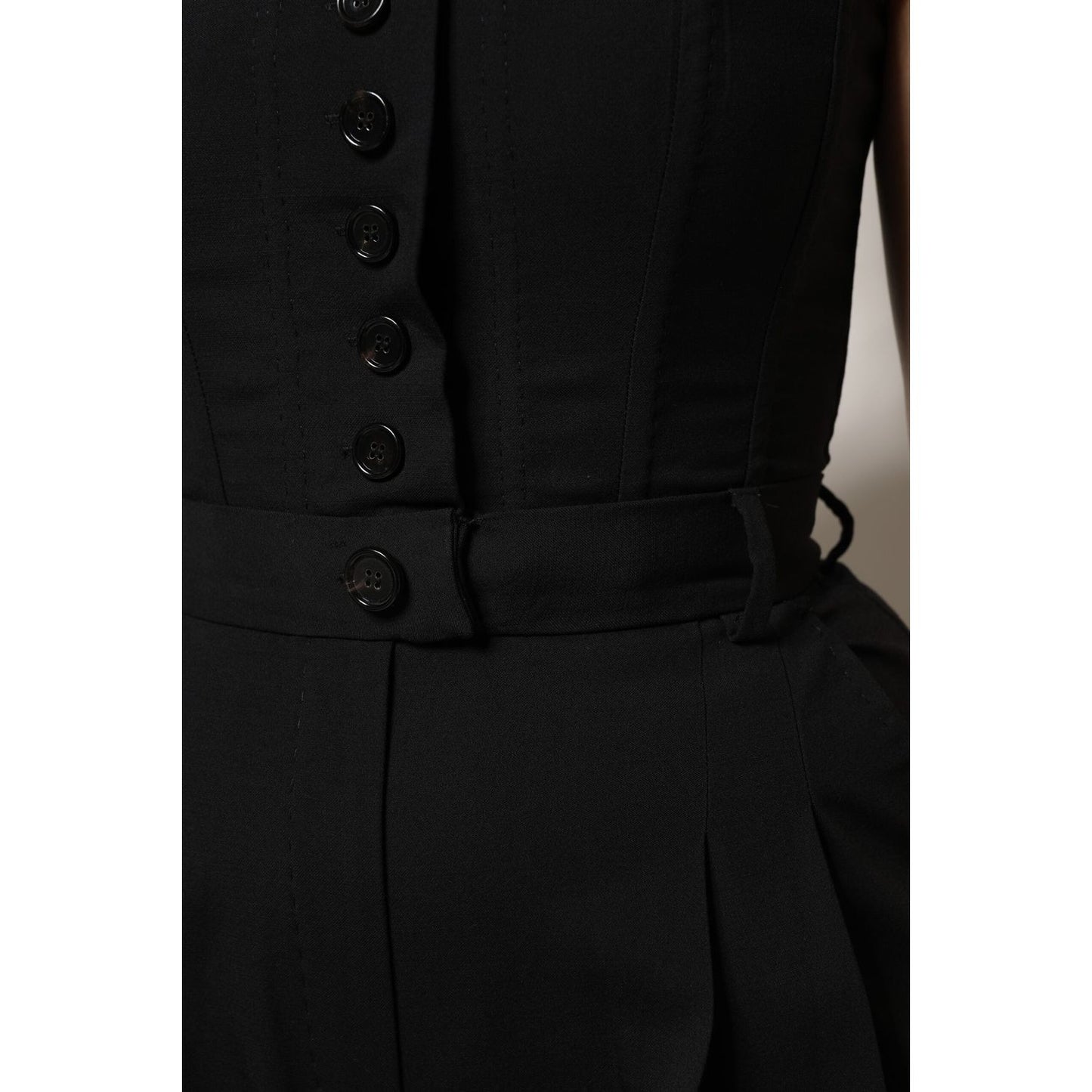 Dolce & Gabbana Black Wool Strapless Romper Jumpsuit Dress DR81509-38