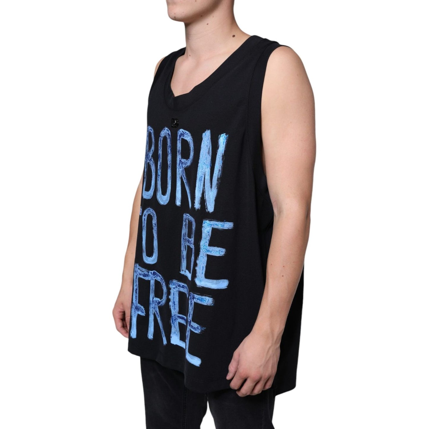 Dolce & Gabbana Black Cotton Born To Be Free Sleeveless T-shirt TSH86646-52