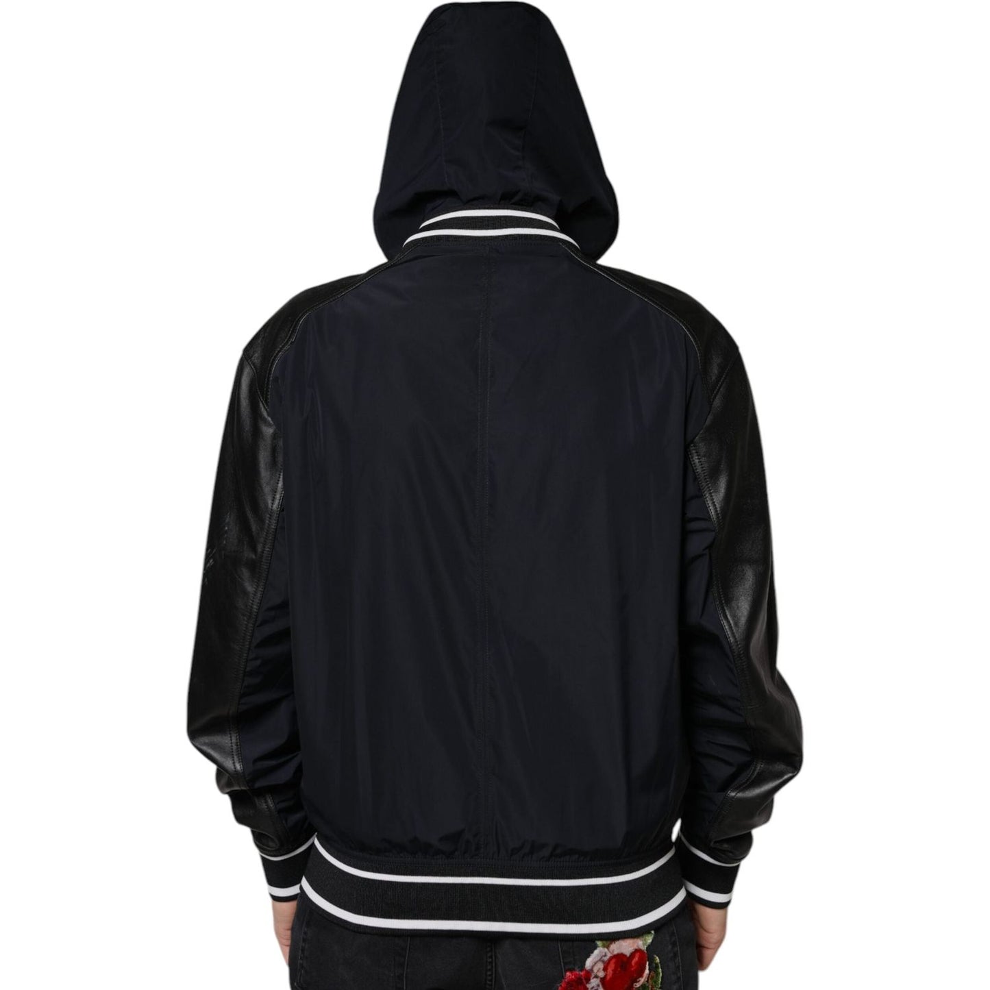 Dolce & Gabbana Black Hooded Full Zip Men Bomber Jacket JKT3878-50