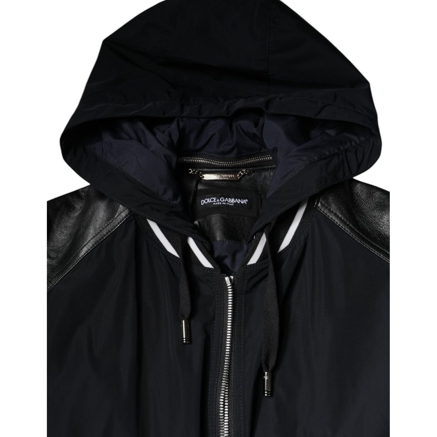 Dolce & Gabbana Black Hooded Full Zip Men Bomber Jacket JKT3878-50