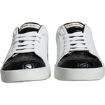 Dolce & Gabbana Black Leather Logo Portofino Sneaker Shoes MV6156-39