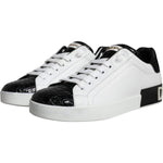 Dolce & Gabbana Black Leather Logo Portofino Sneaker Shoes MV6156-39