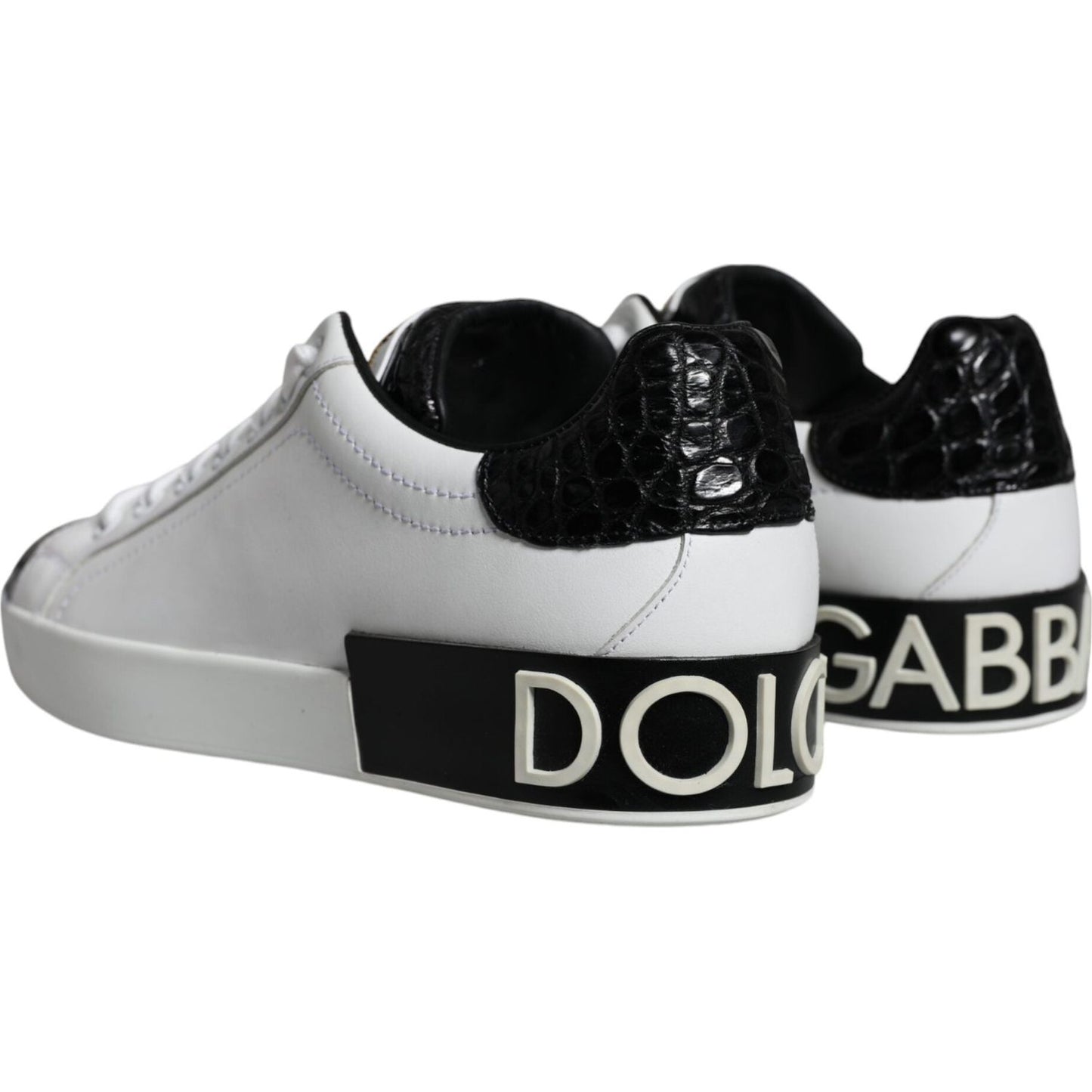 Dolce & Gabbana Black Leather Logo Portofino Sneaker Shoes MV6156-39