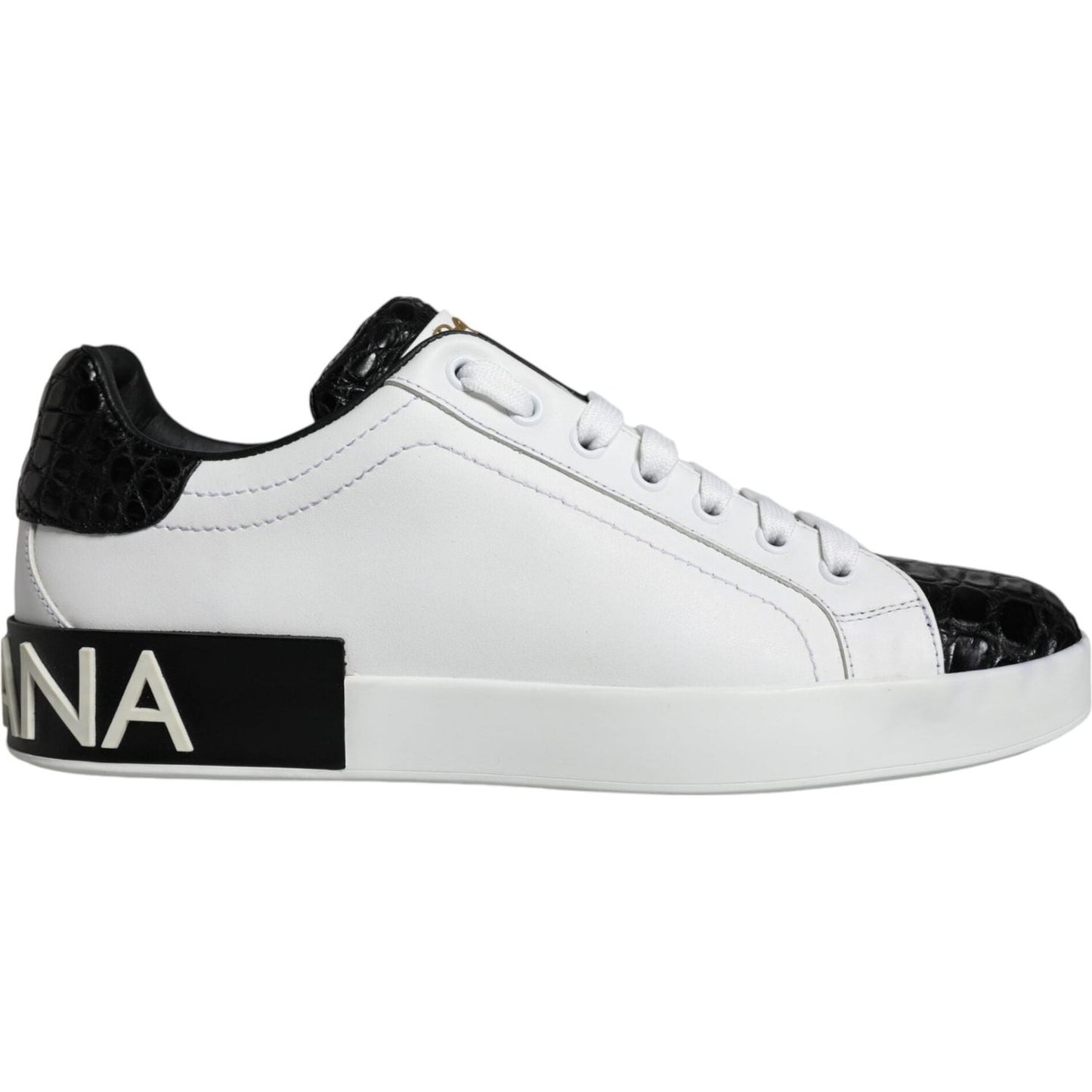 Dolce & Gabbana Black Leather Logo Portofino Sneaker Shoes MV6156-39