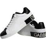 Dolce & Gabbana Black Leather Logo Portofino Sneaker Shoes MV6156-39