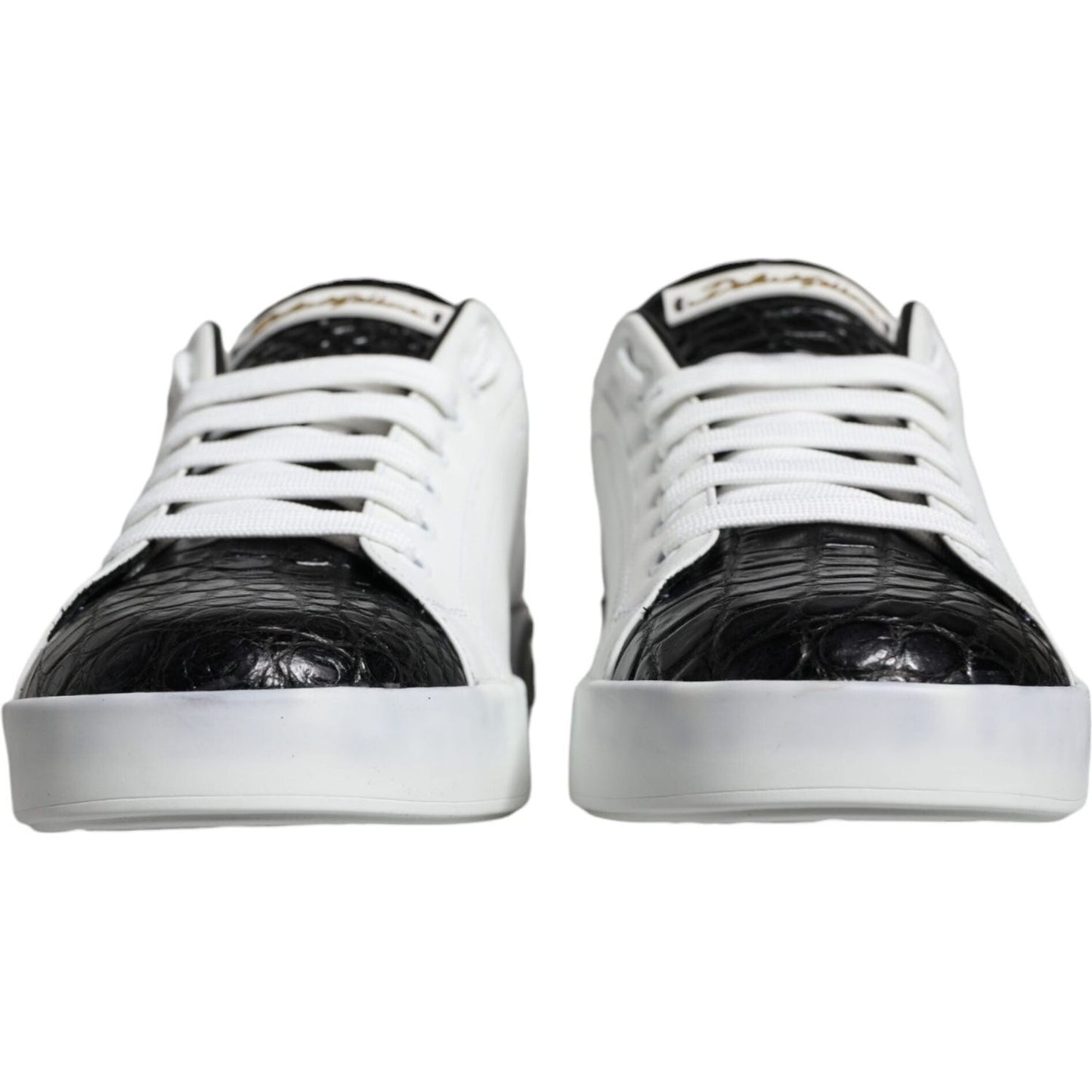 Dolce & Gabbana Black Leather Logo Portofino Sneaker Shoes MV6170-40
