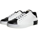 Dolce & Gabbana Black Leather Logo Portofino Sneaker Shoes MV6170-40