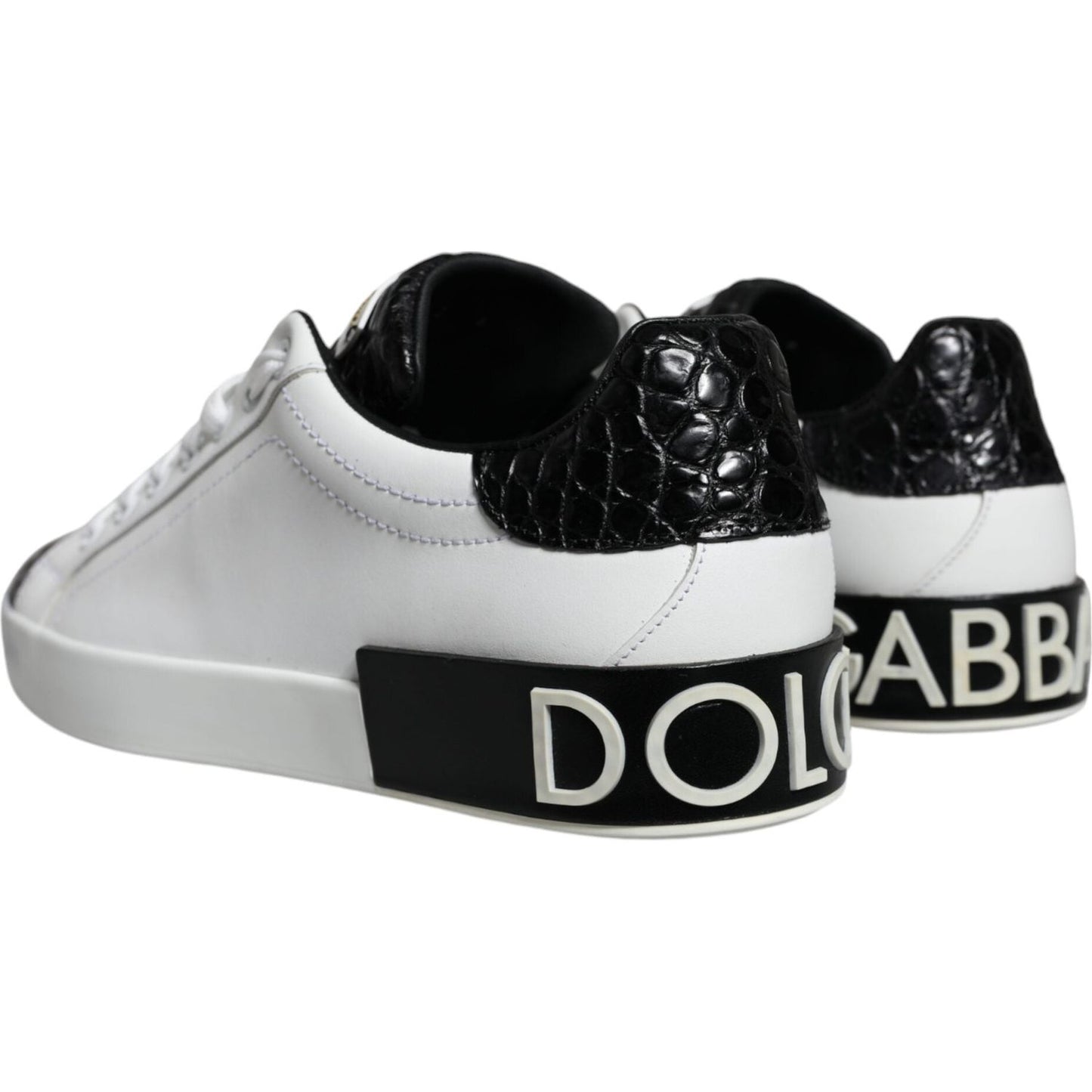 Dolce & Gabbana Black Leather Logo Portofino Sneaker Shoes MV6170-40