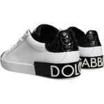 Dolce & Gabbana Black Leather Logo Portofino Sneaker Shoes MV6170-40