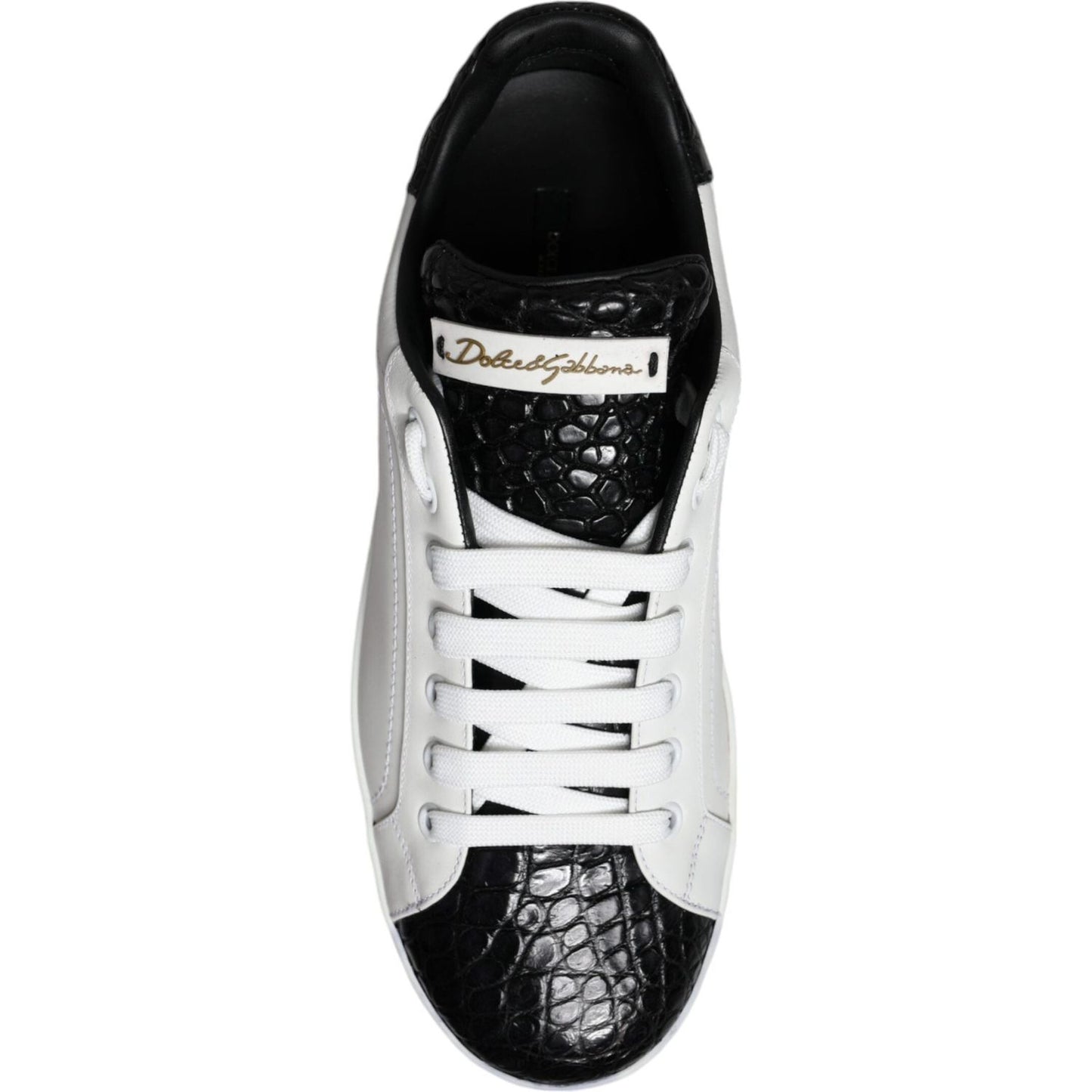 Dolce & Gabbana Black Leather Logo Portofino Sneaker Shoes MV6170-40