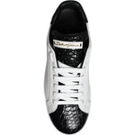 Dolce & Gabbana Black Leather Logo Portofino Sneaker Shoes MV6170-40