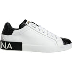 Dolce & Gabbana Black Leather Logo Portofino Sneaker Shoes MV6170-40