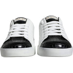 Dolce & Gabbana Black Leather Logo Portofino Sneaker Shoes MV6172-38