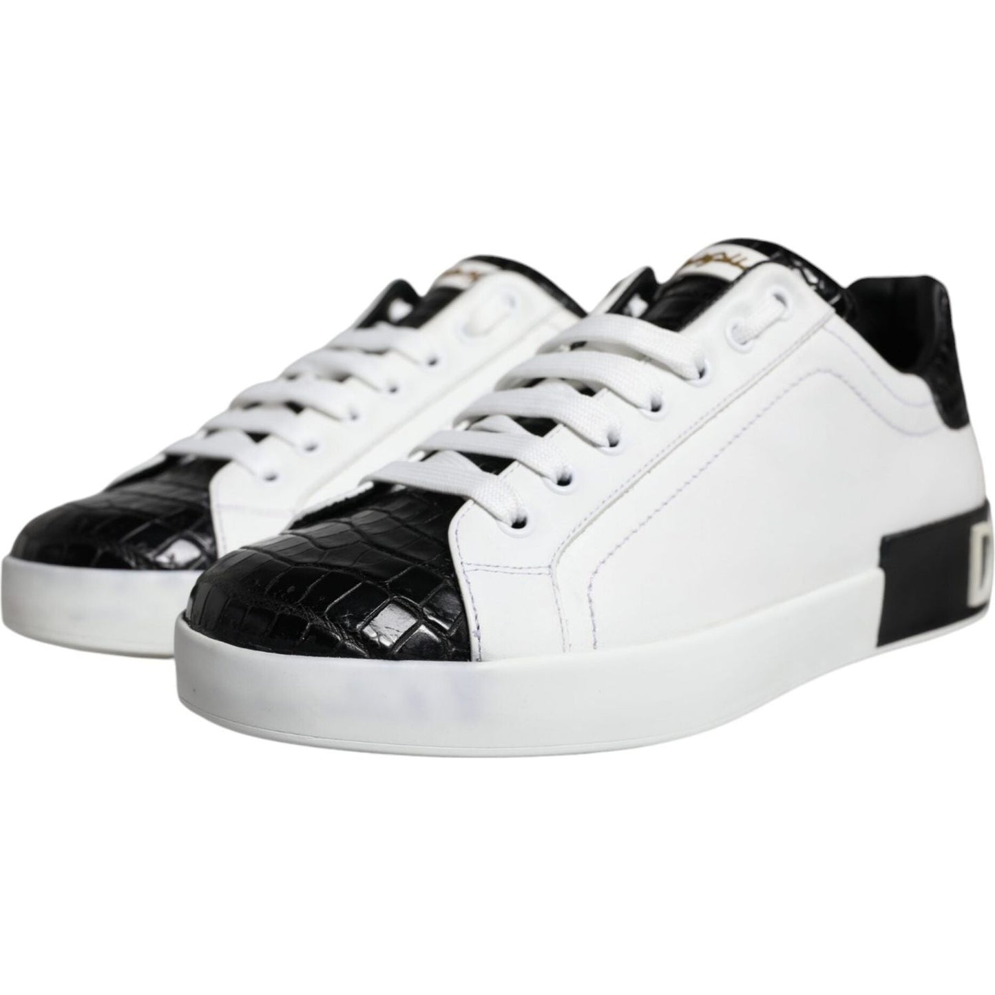 Dolce & Gabbana Black Leather Logo Portofino Sneaker Shoes MV6172-38