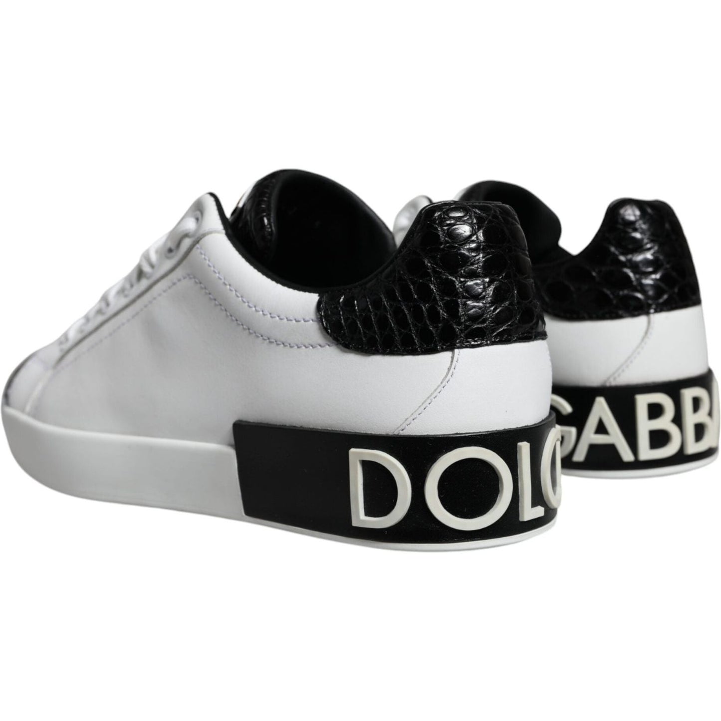 Dolce & Gabbana Black Leather Logo Portofino Sneaker Shoes MV6172-38