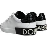 Dolce & Gabbana Black Leather Logo Portofino Sneaker Shoes MV6172-38
