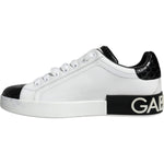 Dolce & Gabbana Black Leather Logo Portofino Sneaker Shoes MV6172-38