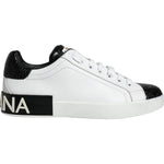 Dolce & Gabbana Black Leather Logo Portofino Sneaker Shoes MV6172-38