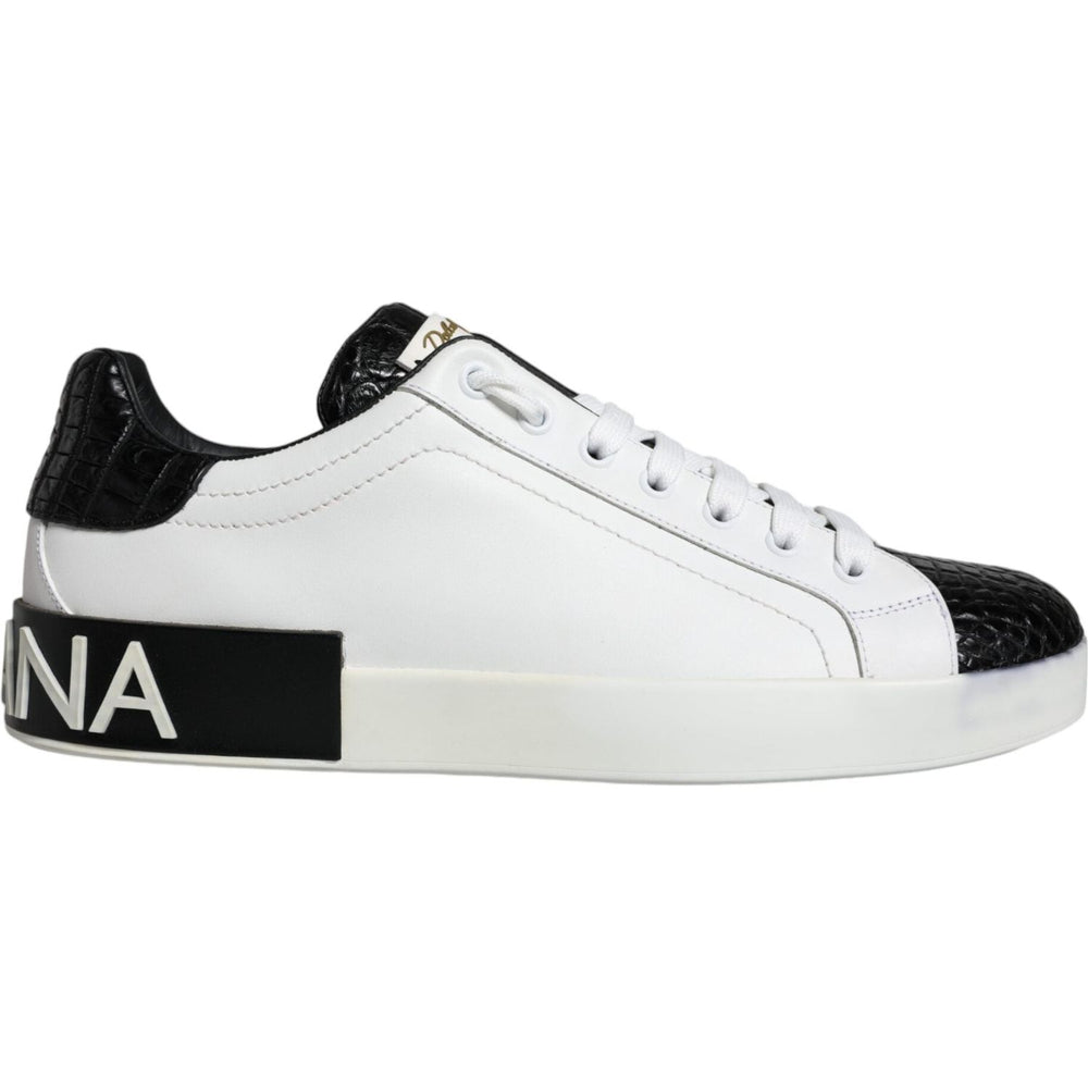 Dolce & Gabbana Black Leather Logo Portofino Sneaker Shoes MV6176-41