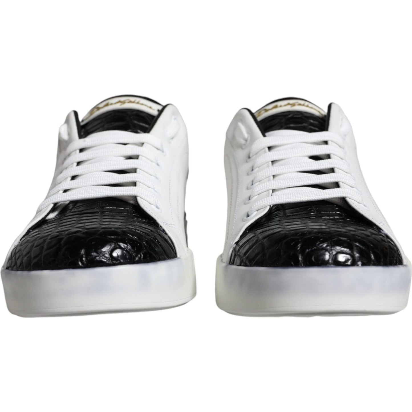 Dolce & Gabbana Black Leather Logo Portofino Sneaker Shoes MV6176-41