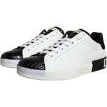 Dolce & Gabbana Black Leather Logo Portofino Sneaker Shoes MV6176-41